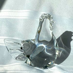 FM Konstglas Ronneby Sweden Rooster Crystal Glass Figurine